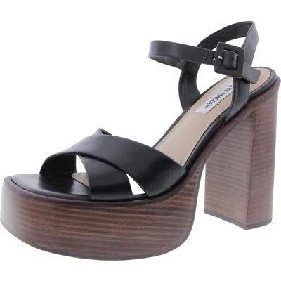 Steve Madden Dayana Womens Adjustable Leather Platform Sandals In Black