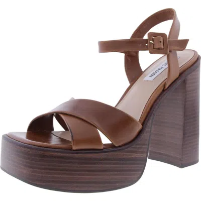 Steve Madden Dayana Womens Adjustable Leather Platform Sandals In Brown