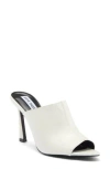 Steve Madden Dayla Peep Toe Mule In White Leather