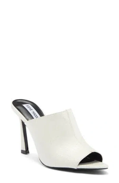 Steve Madden Dayla Peep Toe Mule In White Leather