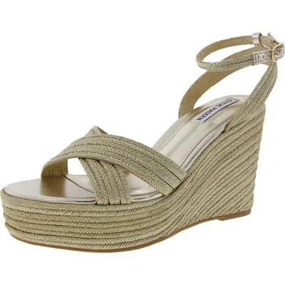Steve Madden Dazed Womens Woven Man Made Wedge Sandals In Gold
