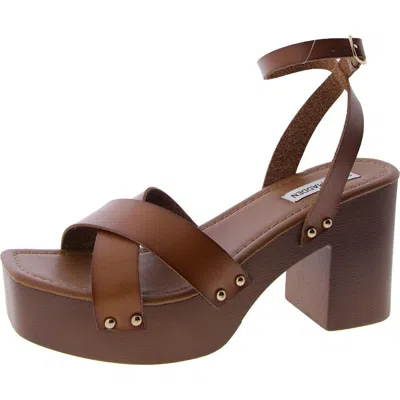 Steve Madden Dear Womens Faux Leather Strappy Platform Sandals In Green
