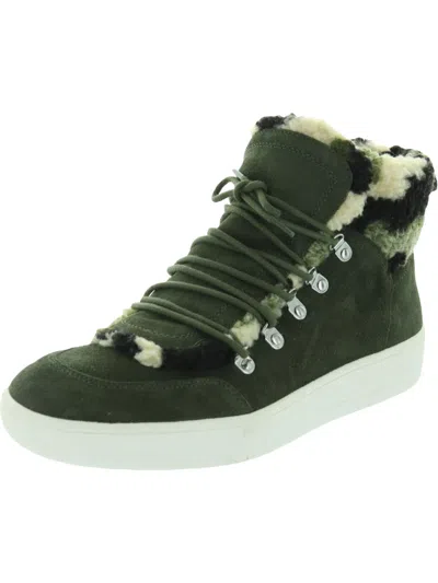 Steve Madden Debora Womens Suede Faux Fur Lined Casual And Fashion Sneakers In Green