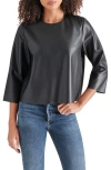 Steve Madden Dee Faux Leather Top In Black