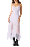 Steve Madden Delia Lace Trim Satin Midi Dress In White