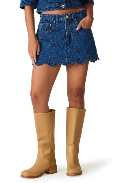 Steve Madden Delilah Denim Eyelet Skort In Blue