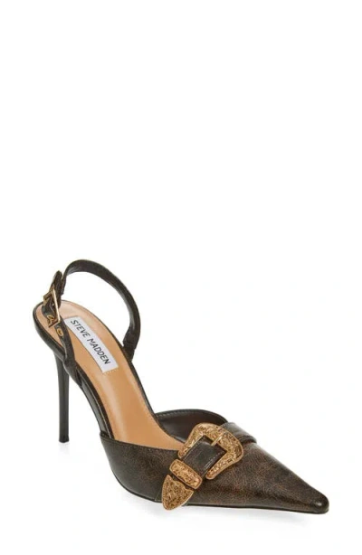 Steve Madden Delilah Pointed Toe Slingback Pump In Brown Distressed