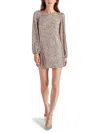 Steve Madden Bb Dakota By  Long Sleeve Sequin Dress In Silver