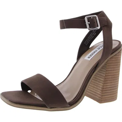 Steve Madden Denial Womens Adjustable Faux Leather Block Heel In Brown