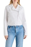 Steve Madden Denim Moto Jacket In White Denim
