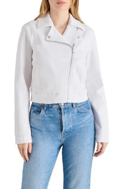 Steve Madden Denim Moto Jacket In White Denim