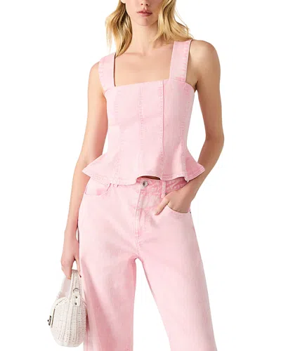 Steve Madden Denim Peplum Top In Pink