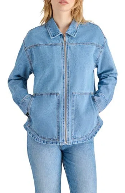Steve Madden Denim Utility Shirt Jacket In Faded Denim
