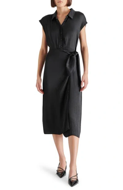 Steve Madden Desiree Faux Wrap Midi Dress In Black