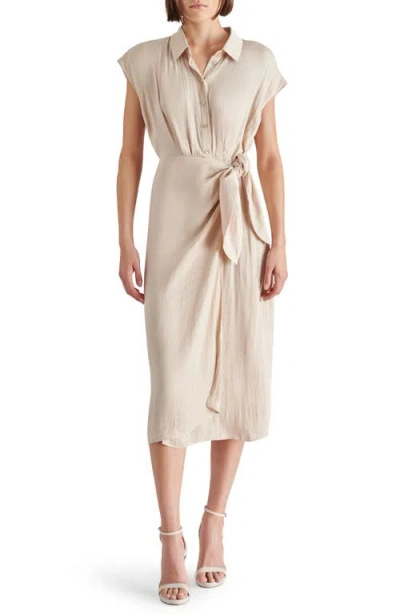 Steve Madden Desiree Faux Wrap Midi Dress In Champagne