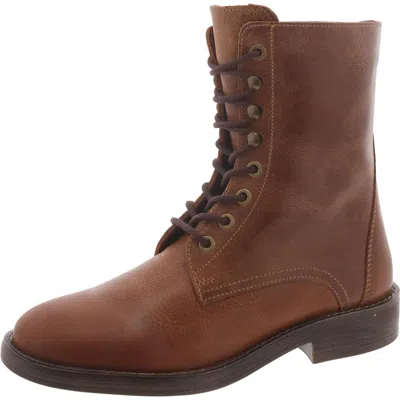 Steve Madden Devie Womens Leather Moto Combat & Lace-up Boots In Multi