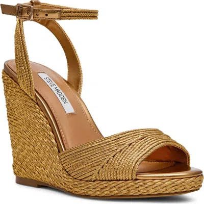 Steve Madden Devin Ankle Strap Wedge Sandal In Nude