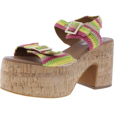 Steve Madden Devora Womens Buckle Knit Platform Sandals