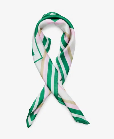 Steve Madden Diamond Pattern Satin Square Scarf In Green Pink