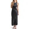 Steve Madden Diane Racerback Satin Maxi Dress In Black
