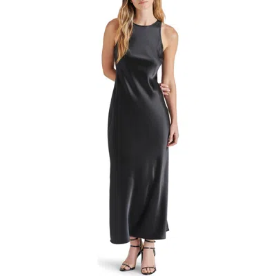 Steve Madden Diane Racerback Satin Maxi Dress In Black