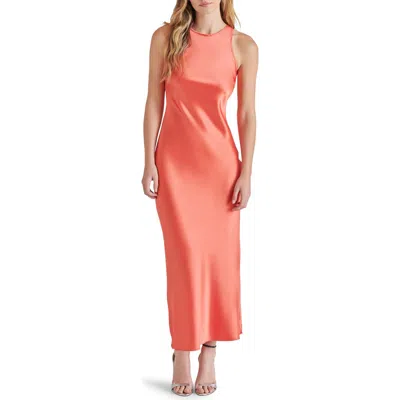 Steve Madden Diane Racerback Satin Maxi Dress In Sugar Coral