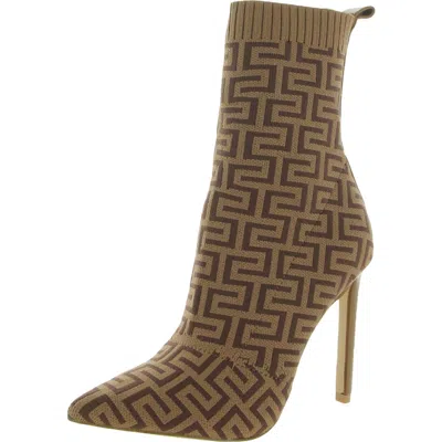 Steve Madden Diani Womens Pattern Pointed Toe Mid-calf Boots In Brown
