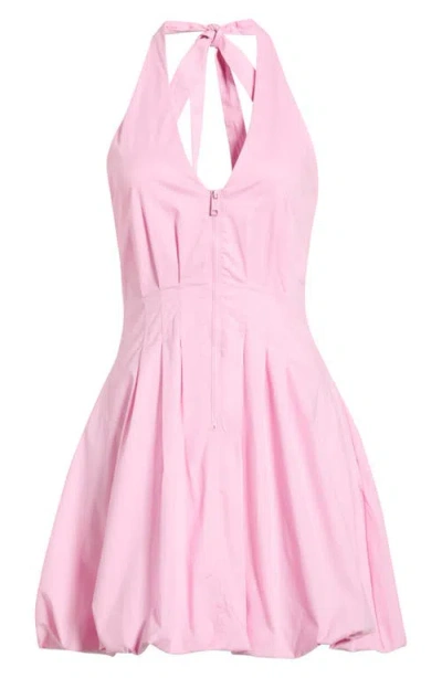 Steve Madden Dianna Halter Neck Stretch Cotton Minidress In Pink