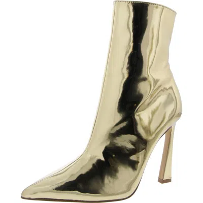 Steve Madden Dilara Womens Patent Pointed Toe Mid-calf Boots In Gold