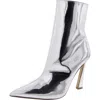 Steve Madden Dilara Womens Patent Pointed Toe Mid-calf Boots In Silver