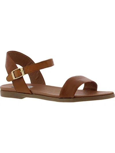 Steve Madden Dina Womens Leather Slingback Flat Sandals In Brown