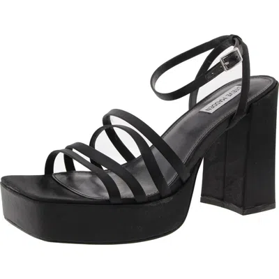 STEVE MADDEN DISCO WOMENS BUCKLE SATIN PLATFORM SANDALS