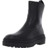 Steve Madden Distance Womens Leather Mid Calf Platform Boots In Black