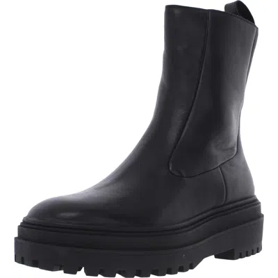 Steve Madden Distance Womens Leather Mid Calf Platform Boots In Black