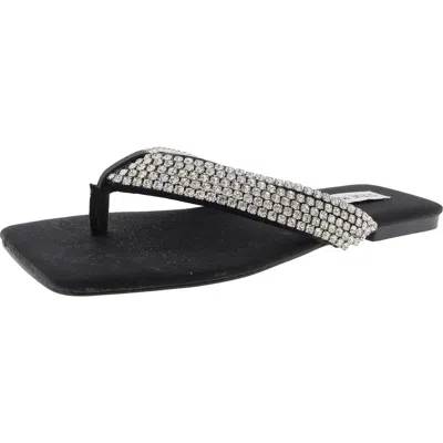 Steve Madden Diva Womens Embellished Textured Flip-flops In Black