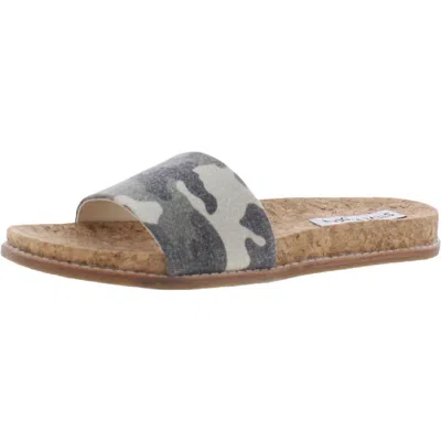 Steve Madden Diya Womens Cork Slip On Flat Sandals In Green