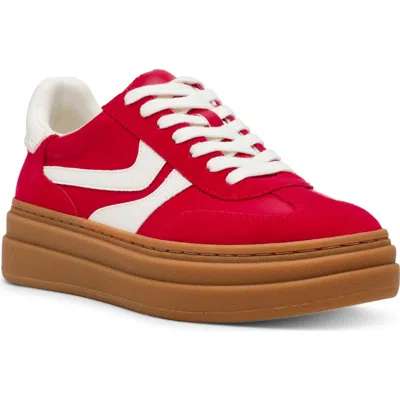 Steve Madden Women's Dodge Triple Platform Lace-up Sneakers In Red Multi