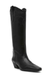 Steve Madden Dollie Western Boot In Black Leather