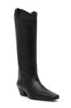 Steve Madden Dollie Western Boot In Black Leather