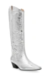Steve Madden Dollie Western Boot In Silver Leather
