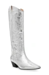 Steve Madden Dollie Western Boot In Silver Leather