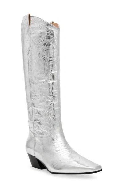 Steve Madden Dollie Western Boot In Silver