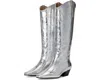 Steve Madden Dollie Women's 5.5 Silver Leather Knee-high Western Boots Khd2046