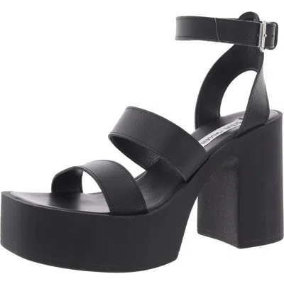 Steve Madden Dora Womens Adjustable Leather Platform Sandals In Black