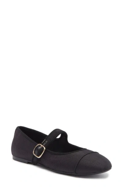 Steve Madden Dory Cap Toe Mary Jane Flat In Black Satin