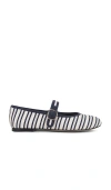 Steve Madden Dory Mary Jane Flat In Navy & White Satin