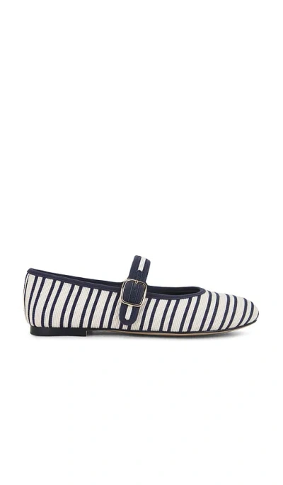 Steve Madden Dory Mary Jane Flat In Navy & White Satin