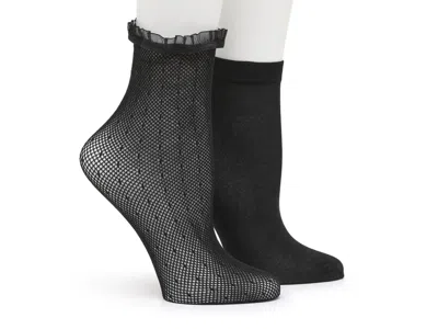 Steve Madden Dot Lace Ankle Socks 2 Pack In Black