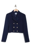 Steve Madden Double Breasted Crop Blazer In Marine