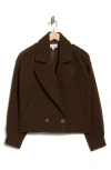 Steve Madden Double Breasted Crop Jacket In Brown